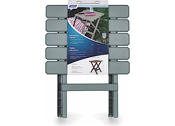 Camco Adirondack Folding Table - Gray, 18"W x 15"D x 19.5"H Main Image