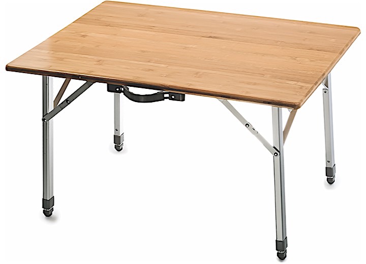 CAMCO BAMBOO FOLDING TABLE WITH ADJUSTABLE ALUMINUM LEGS