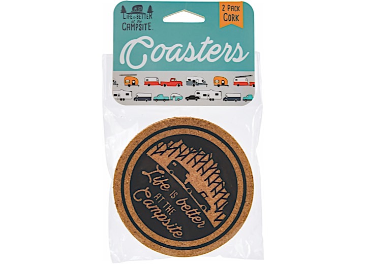 Camco Life Is Better At The Campsite Coasters - Cork, Pack of 2 Main Image