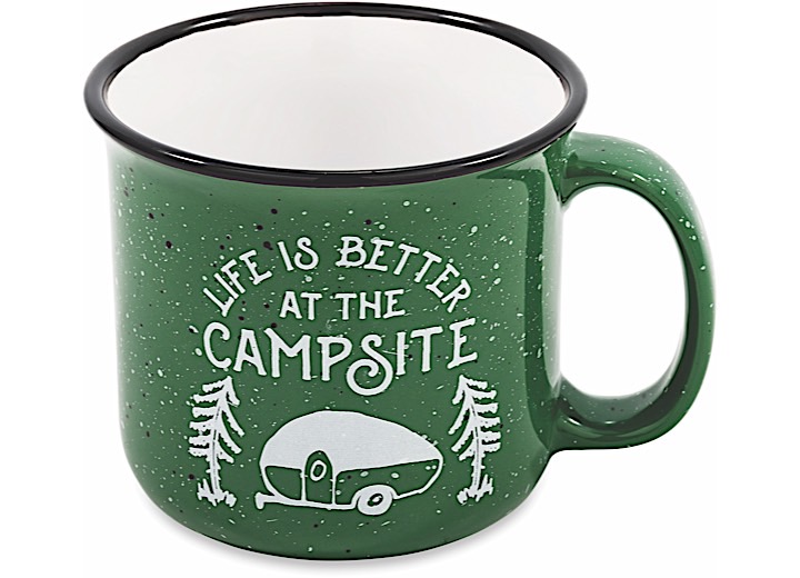 LIFE IS BETTER AT THE CAMPSITE MUG, SPECKLED GREEN, 14OZ