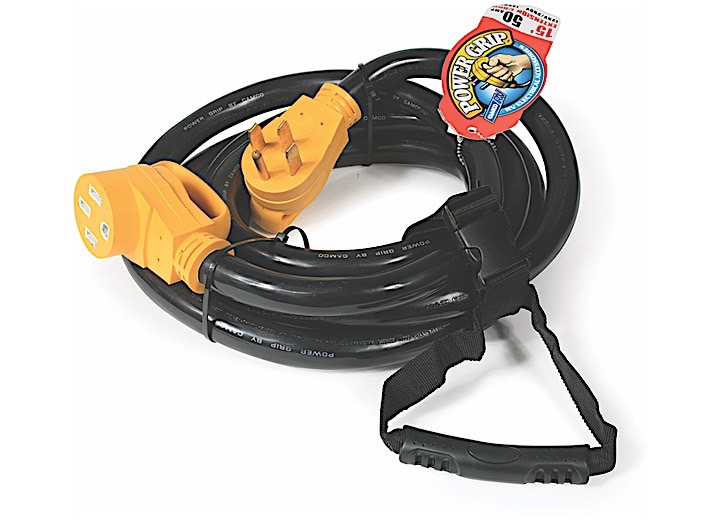 CAMCO POWERGRIP EXTENSION CORD WITH CARRYING STRAP - 15 FT., 50 AMP MALE TO 50 AMP FEMALE