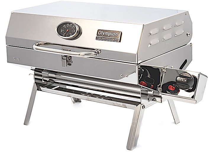 CAMCO OLYMPIAN 5500 PREMIUM STAINLESS STEEL PORTABLE LP RV GAS GRILL