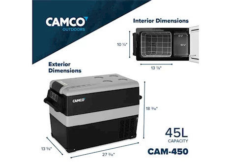 CAMCO PORTABLE REFRIGERATOR - CAM-450, 45 LITER, 12V/110V
