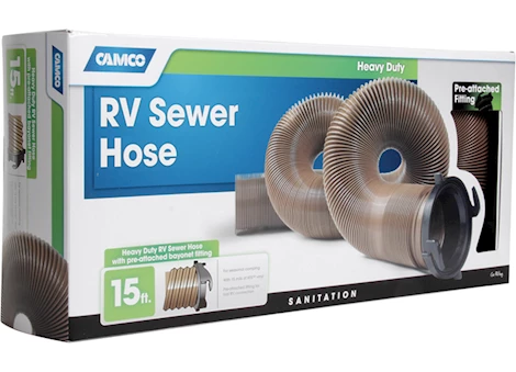 Camco Heavy Duty RV Sewer Hose with Pre-Attached Fitting - 15 ft.