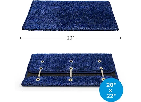 Camco Premium Wrap Around RV Step Artificial Turf Rug - 20" Wide Blue
