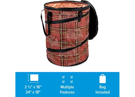 Camco Libatc, pop-up utility container 18inx24in, red plaid Main Image