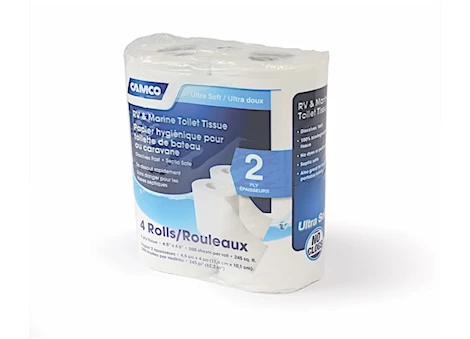 Camco RV Bathroom Toilet Tissue - 2 Ply, 4 Rolls (Bilingual)