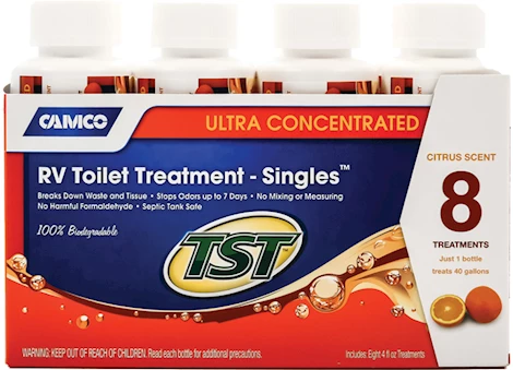 CAMCO TST ULTRA-CONCENTRATED HOLDING TANK TREATMENT SINGLES - CITRUS SCENT, 8 TREATMENTS