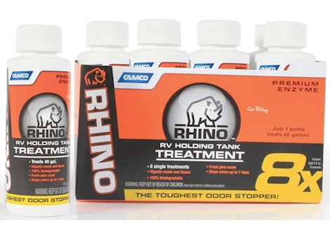 CAMCO RHINO ENZYME RV HOLDING TANK TREATMENT SINGLES - FRESH PINE SCENT, 8 TREATMENTS