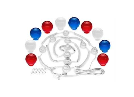 Camco Outdoor Globe Lights - 10 Patriotic Globes, White Cord