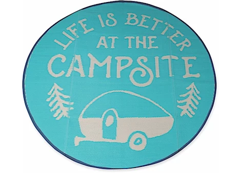 CAMCO 72" ROUND OUTDOOR MAT - "LIFE IS BETTER AT THE CAMPSITE" LOGO
