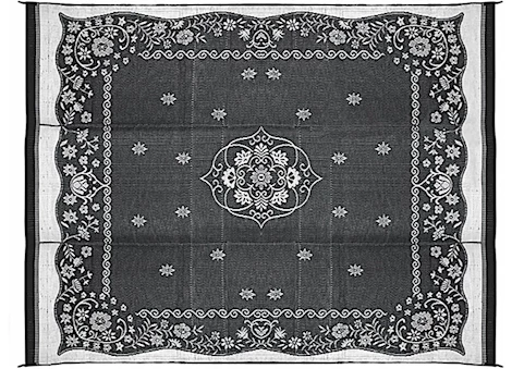 Camco Open Air Reversible Outdoor Mat - 9' x 12' Charcoal Oriental