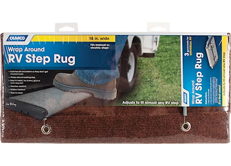 Camco RV Wrap Around Step Rug - 18" Wide Brown