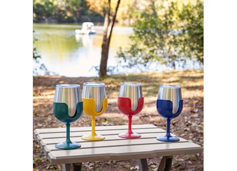 Camco LIBATC, WINE TUMBLER 4-PACK, 8OZ. (NAVY/V.RED/V.YEL/V.GREEN)