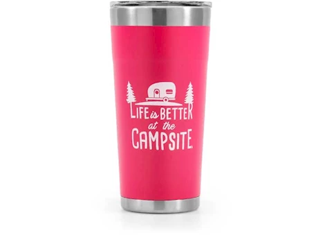 Camco Life Is Better At The Campsite Painted Tumbler - 20 oz. Coral Pink | 53061