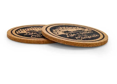 Camco Life Is Better At The Campsite Coasters - Cork, Pack of 2