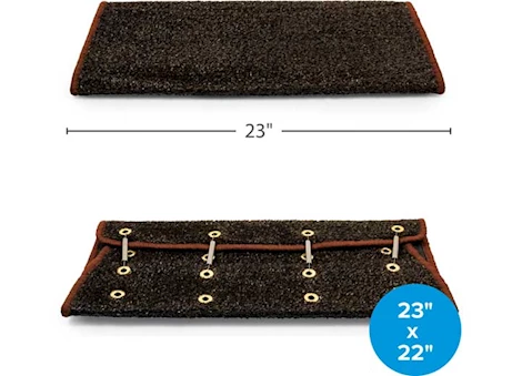 Camco Premium Wrap Around RV Step Artificial Turf Rug - 23" Wide Brown