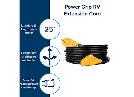 Camco PowerGrip Extension Cord - 25 ft. 30 Amp Male to 30 Amp Female