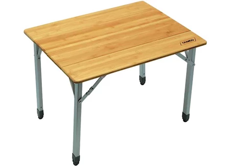 Camco Compact Bamboo Folding Table with Adjustable Aluminum Legs