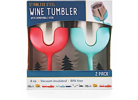 Camco Life Is Better At The Campsite Wine Tumbler Set - Pink/Blue