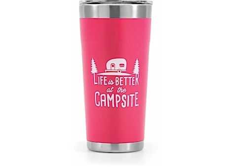 Camco Life Is Better At The Campsite Painted Tumbler - 20 oz. Coral Pink