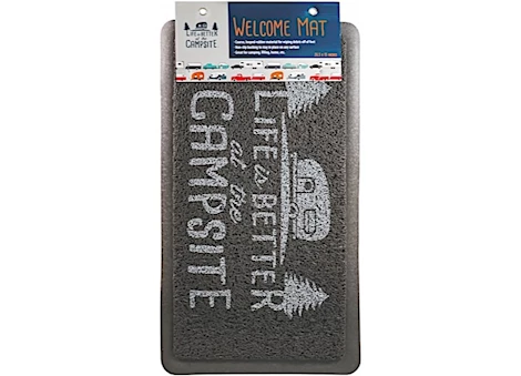 Camco Life Is Better At The Campsite Scrub Mat - Grey/White