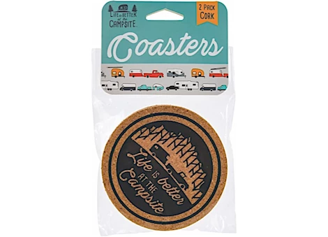 Camco Life Is Better At The Campsite Coasters - Cork, Pack of 2