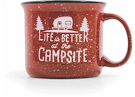 CAMCO LIFE IS BETTER AT THE CAMPSITE MUG - RED SPECKLED