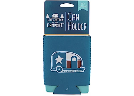 Camco LIFE IS BETTER AT THE CAMPSITE CAN HOLDER, TEXAS FLAG MINI CAMPER