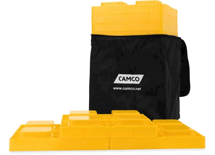 Camco Leveling Blocks (10-Pack) with Zippered Storage Bag - Yellow