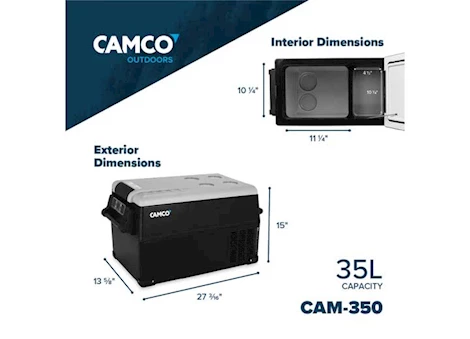 CAMCO PORTABLE REFRIGERATOR - CAM-350, 35 LITER, 12V/110V