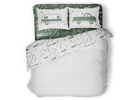 Camco LIBATC, GREEN MAP BED SHEETS, SHORT QUEEN