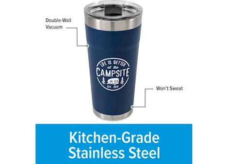 Camco LIFE IS BETTER AT THE CAMPSITE - TUMBLER, PAINTED NAVY, 20OZ