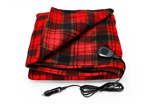Camco HEATED BLANKET, 12VOLT, 59IN X 43IN, RED/BLACK PLAID