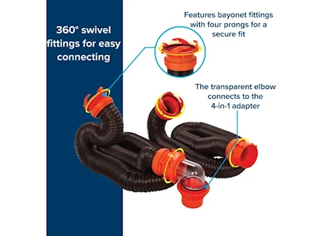 Camco RhinoFLEX RV Sewer Kit with Pre-Attached Fittings - 20 ft. Main Image