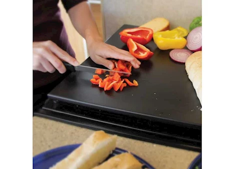 Camco Decor-Mate RV Stove Topper & Cutting Board - Black | 43704