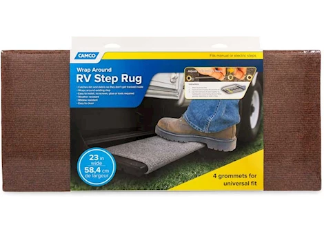 Camco RV Wrap Around XL Step Rug - 23" Wide Brown
