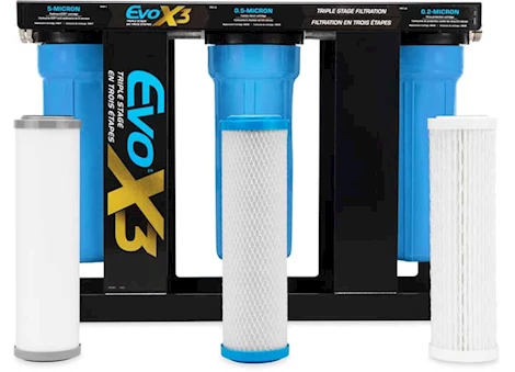 Camco EVO X3 TRIPLE STAGE PREMIUM RV WATER FILTER KIT E/F