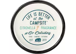 Life is Better at the Campsite Libatc, black rim candle