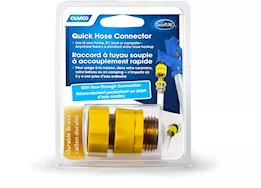 Camco Quick Hose Connect - Brass Connector, Flow-Through, Yellow|20143