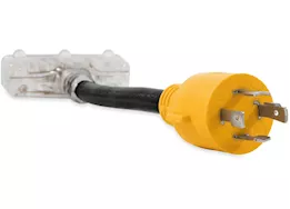 Camco Powergrip - gen adapter db 12in 30a male 4-prong/3x15a female 125v/3750w