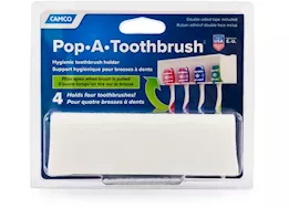 Camco Pop-A-Toothbrush Hygienic Toothbrush Holder for (4) Toothbrushes – White