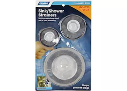 Camco Sink strainers asst 3 pk. ss