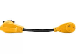 Camco Power Grip 90-Degree Locking Dogbone Adapter - 18 in., 30A, 125V/3750W, TT-30P to SS2-50R|55582