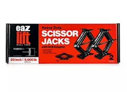 Camco EAZ-Lift Heavy Duty 20” Leveling Scissor Jack (2-Pack) with Drill Adapter – 5000 lb. Capacity