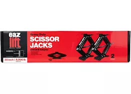 Camco EAZ-Lift Heavy Duty 30” Leveling Scissor Jack (2-Pack) with Drill Adapter – 5000 lb. Capacity