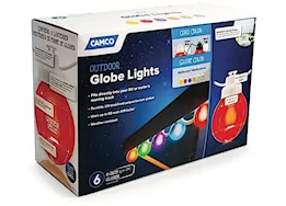 Camco Outdoor Globe Lights - 6 Multicolor Globes, White Cord