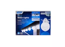 Camco Outdoor Globe Lights - 6 White Globes, White Cord