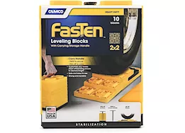 Camco FasTen Leveling Blocks (10-Pack) with T-Handle – 2x2, Yellow