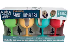 Camco Libatc - wine tumbler 4-pack, 8oz. (green/yellow/blue/pink)